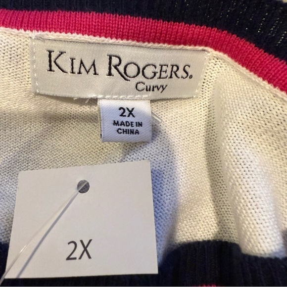 Kim Rogers Womens Intarsia Sweater Pink Sequin Bow Womans Plus 2X Casual Wear - Picture 10 of 11